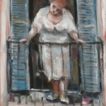 Signora al balcone (30x40 cm)